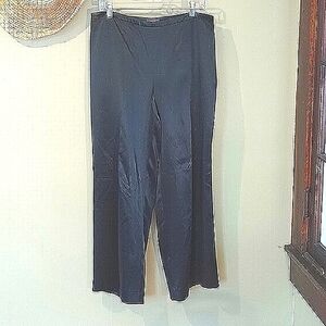SILK Wide-Leg Pants Black Luxurious  Waist 35" Party Formal Size 12P